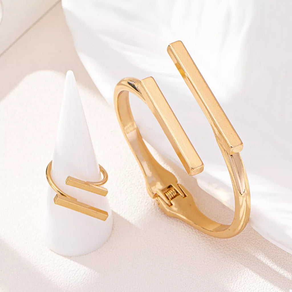18K Gold Plated Modern Bar Jewelry Set