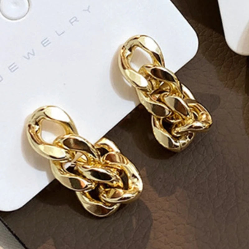 2 Pair Set Gold SIlver Color Knot Hoop Earring Set For Women Shiny Plating Trendy Earring Stud Cute Daily Wear Jewelry Set