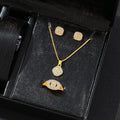 1PC Luxury Cube Jewelry Set, Women's Elegant Necklace, Earrings & Ring Set, Perfect Gift for Valentine's Day, Christmas Gift, Bi