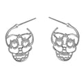 Silver Hollow out Halloween Skull Statement Stud Earrings Women Punk Jewellery