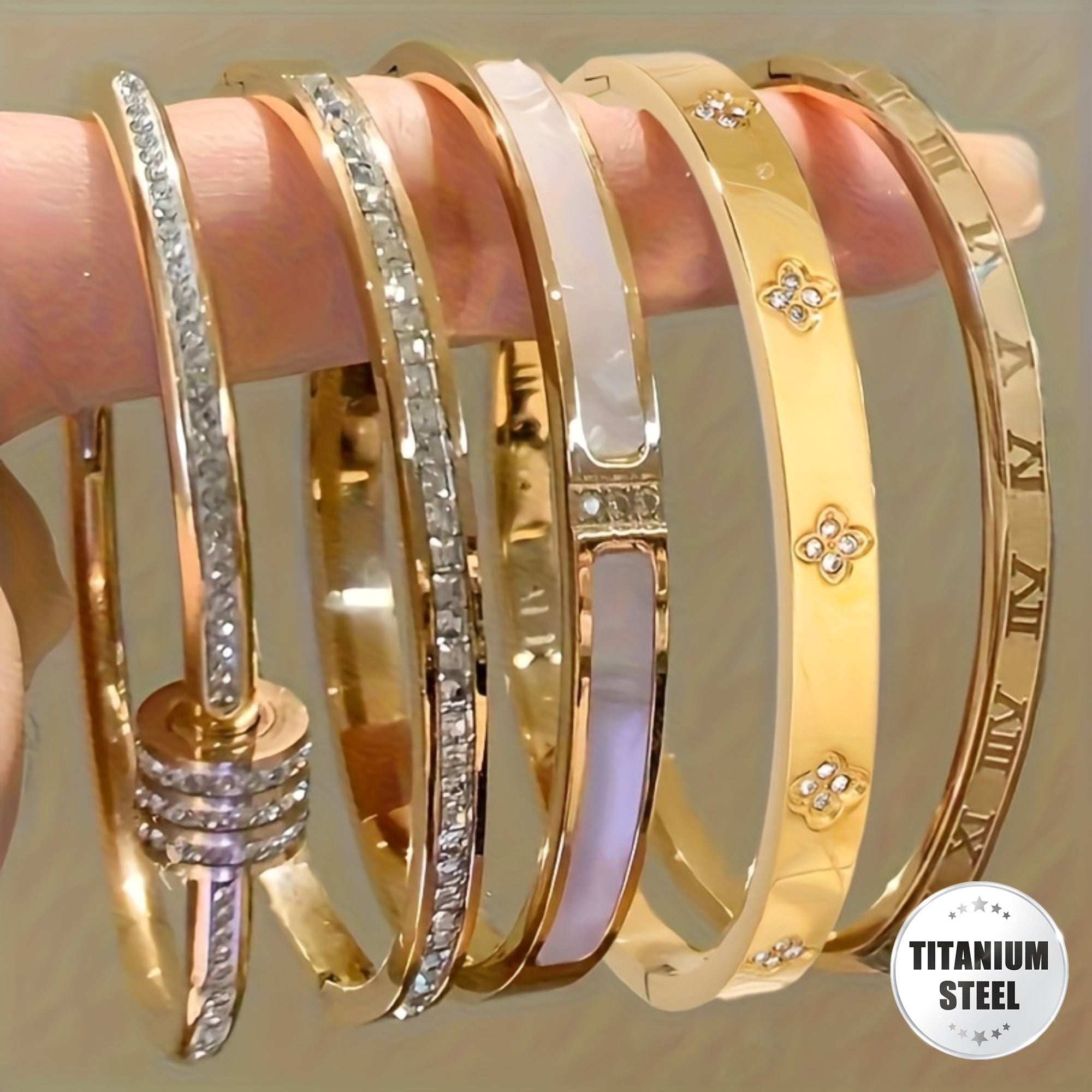 18K Gold Plated Roman Numeral Stainless Steel Bracelet