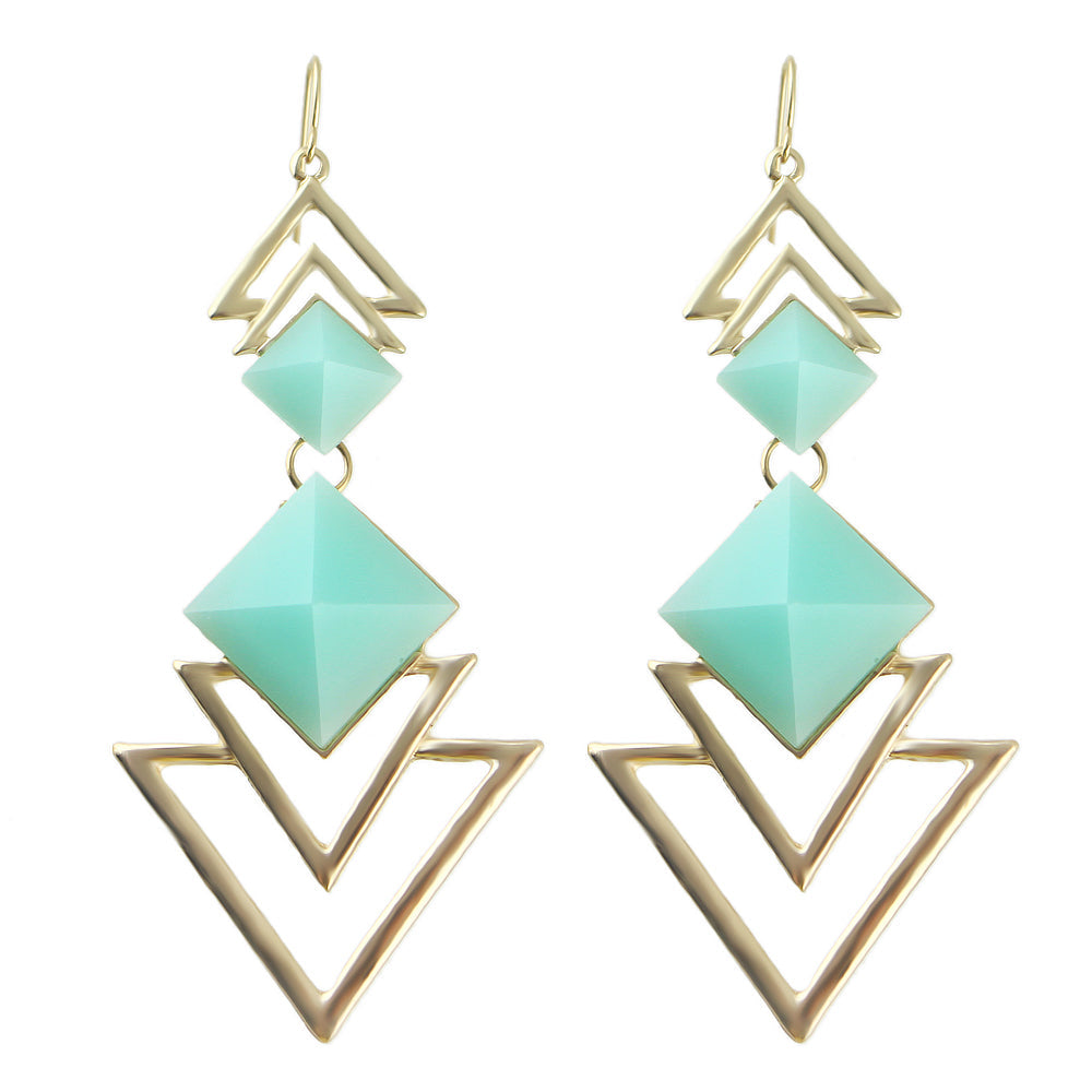 Trendy Jewellery Pink Blue Acrylic Triangle Geometric Earrings Wholesale Price
