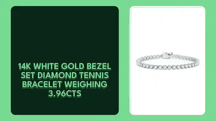 14K White Gold Bezel Set Diamond Tennis Bracelet Weighing 3.96cts by@Outfy